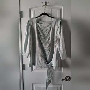 Cloak of Many Colors Silk & Lace Victorian Sleeve Blouse Sz 14 Vintage Treasure